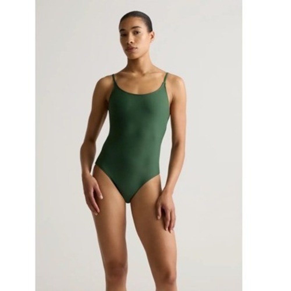 Quince Italian Cami Swimsuit Women S Green NWT Recycled Scoop Neck One Piece
